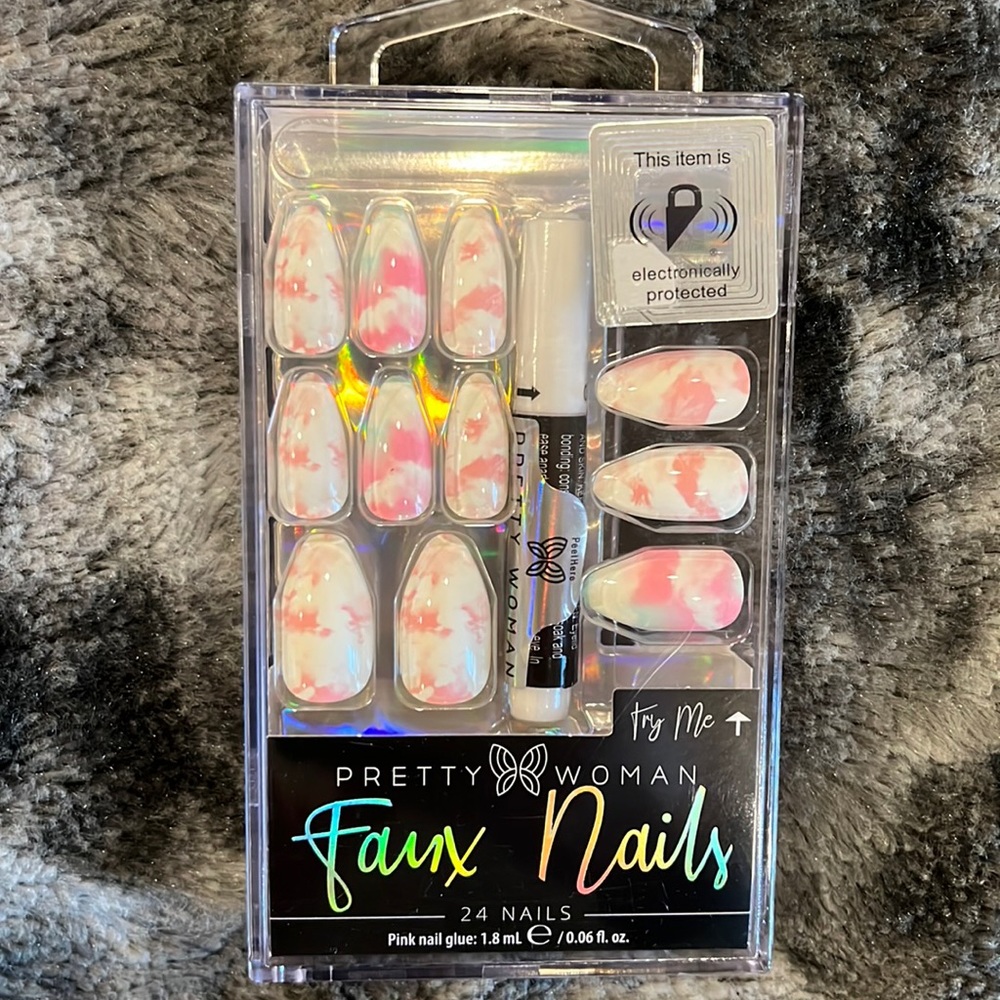 Pretty Woman Faux Press On Nails Pink Cloud Dream With Glue NEW UNOPENED